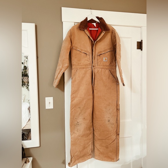 CARHARTT Men's Insulated Coveralls Sz 44 Brown Made in USA - Picture 2 of 16
